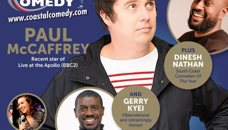 Coastal Comedy promotion information showing 4 comediens