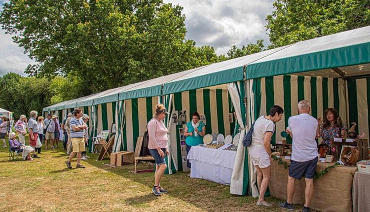 Tents with art on display