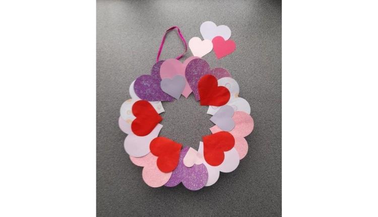 Wreath made of paper hearts