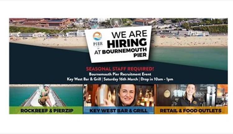 Job fair poster with bournemouth beach in the background