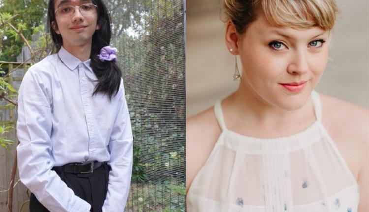 Side by side images of the pianist and soprano performers