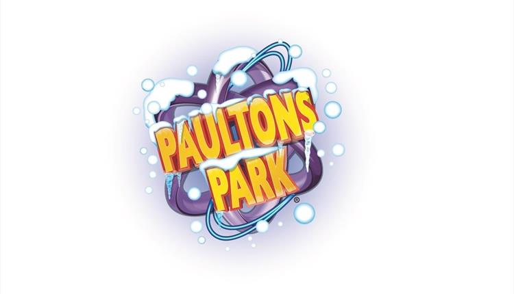 Paultons Park Christmas logo with snow and icles surrounding it