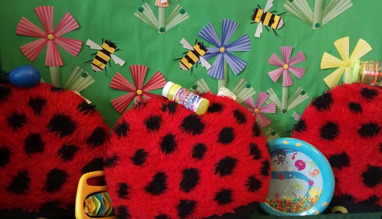 Ladybird cushions and rattles at Highcliffe Library